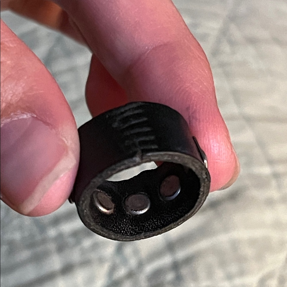 Artisan Black Leather Ring with Silver Stud Accents - Picture 10 of 14